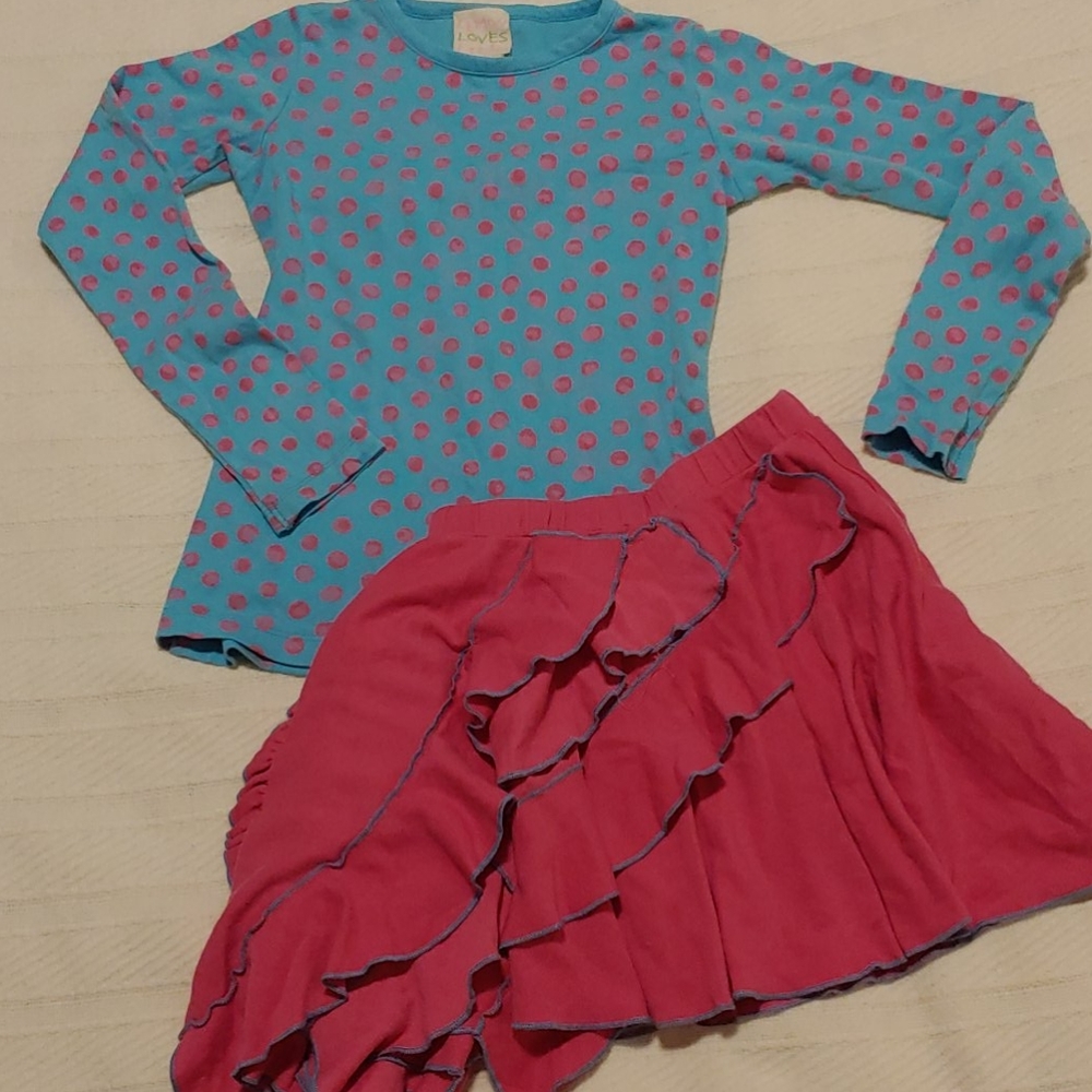 Long sleeve top and skirt EUC